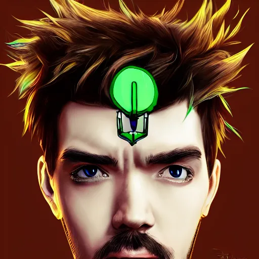 Image similar to a portrait of jacksepticeye by Anna Dittmann, digital art, horror, trending on artstation, anime arts, featured on Pixiv, HD, 8K, highly detailed, good lighting, beautiful, epic, masterpiece - H 768