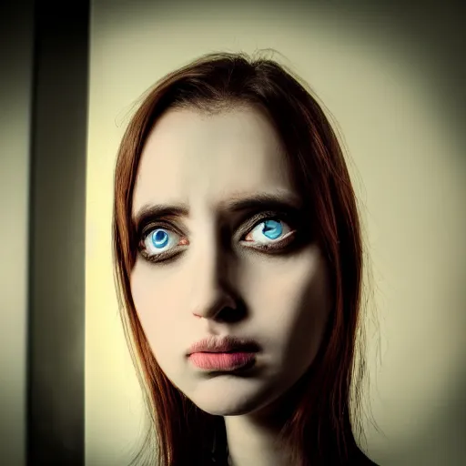 Image similar to big eyes shouting woman photo dramatic lighting