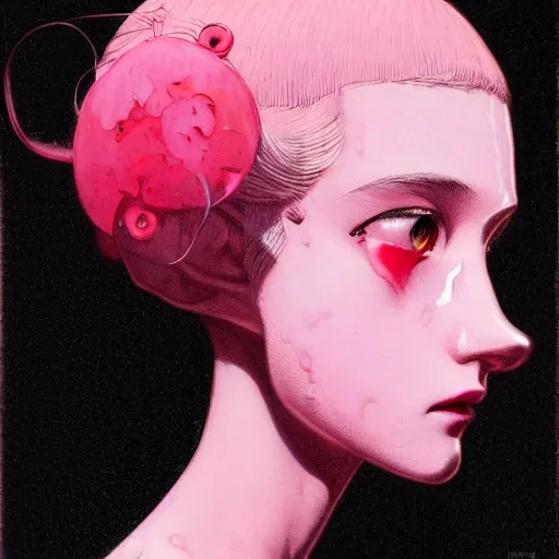 Prompt: prompt : pink portrait soft light painted by james jean and katsuhiro otomo and erik jones, inspired by evangeleon anime, smooth face feature, intricate oil painting, high detail illustration, sharp high detail, manga and anime 1 9 9 0