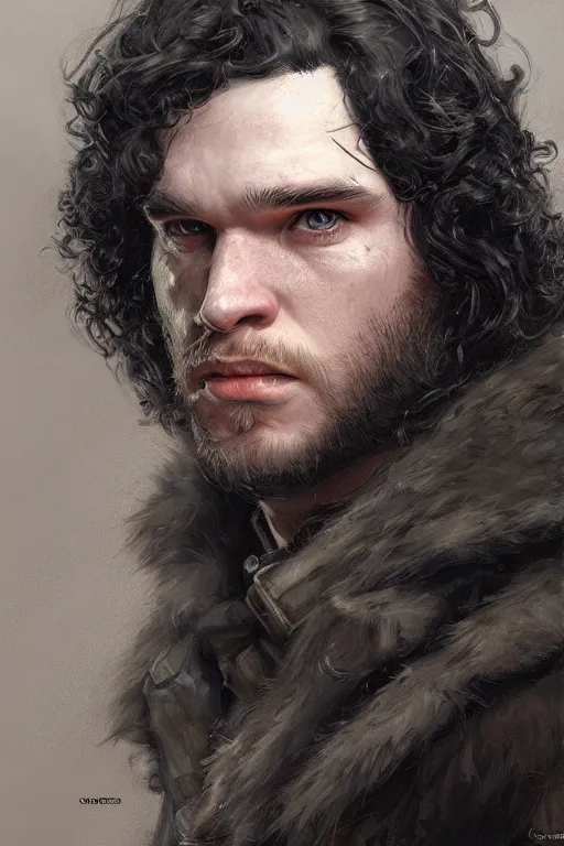 Image similar to John Snow, closeup character portrait art by Donato Giancola, Craig Mullins, digital art, trending on artstation