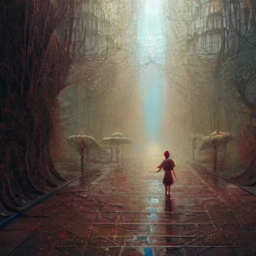 Image similar to opalescent walkway quantum digital art matte painting hyper realism sharp focus intricate details by tomasz alen kopera, victo ngai, greg rutkowski, tim white, beksinski, artgerm, paul lehr, andreas rocha