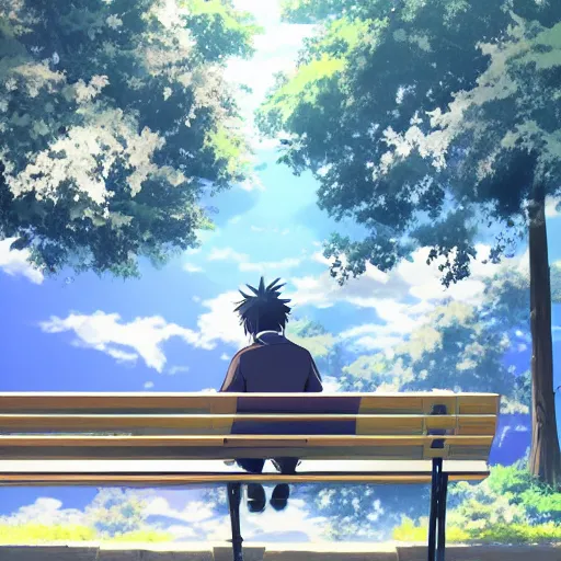 a man sitting on a bench, anime key visual, stunning | Stable Diffusion |  OpenArt