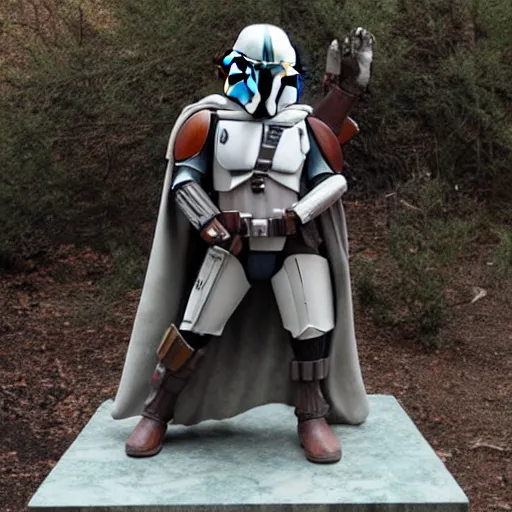 Image similar to marble statue from the Mandalorian