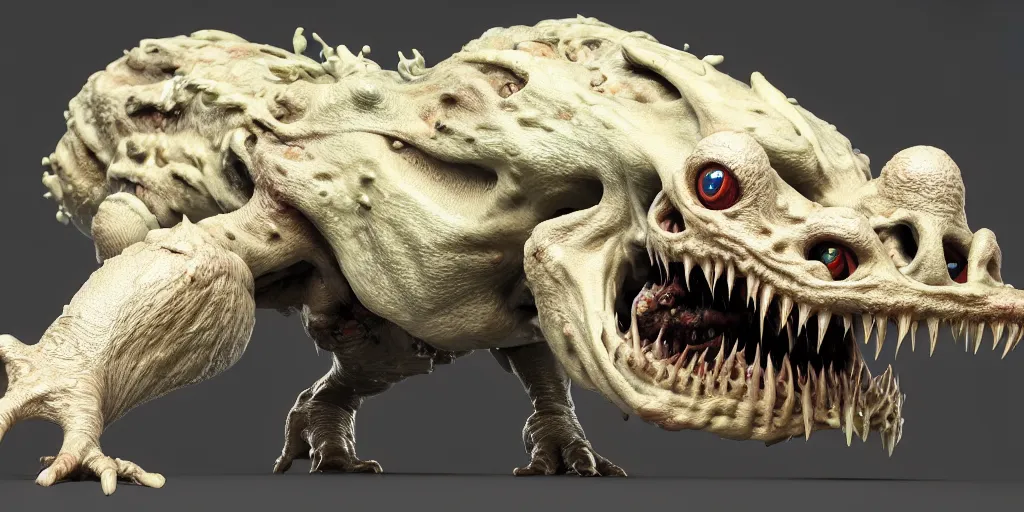 Prompt: an ugly fauna that spit white acid to melt a human and reproduce concept art by neville page, ken barthelmey, carlos huante and doug chiang, sharp focus, trending on artstation, hyper realism, octane render, 8 k, hyper detailed, ultra detailed, highly detailed, zbrush, concept art, creature design