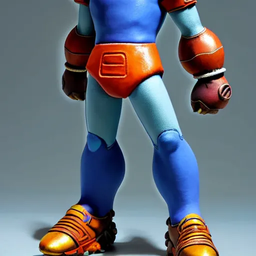 Image similar to realistic scultpure of sneaker design, sneaker design megaman capcom style mixed with aztec mayan native street fashion, painted by akira toriyama and studio ghibli princess mononoke megaman capcom