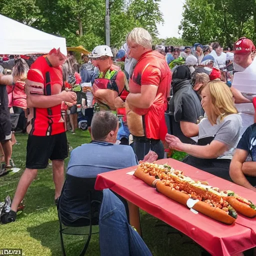 Prompt: Words cannot describe the horrific images we are witnessing here at the scene of the worst accident in the history of hotdog eating contests