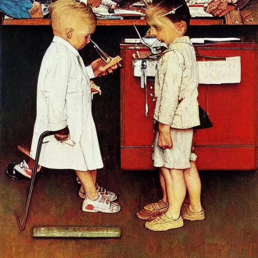 Image similar to norman rockwell painting promoting communism, marxism