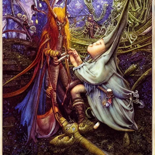 Prompt: painting by brian froud, charles vess, highly detailed