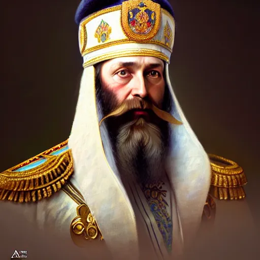 Prompt: portrait painting of russian tsar with beard wearing monomakh's cap, ultra realistic, concept art, intricate details, eerie, highly detailed, photorealistic, octane render, 8 k, unreal engine. art by artgerm and greg rutkowski and magali villeneuve and alphonse mucha