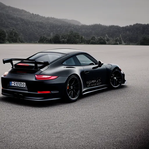 Prompt: a black porsche 9 1 1 gt 3, photo, 4 k