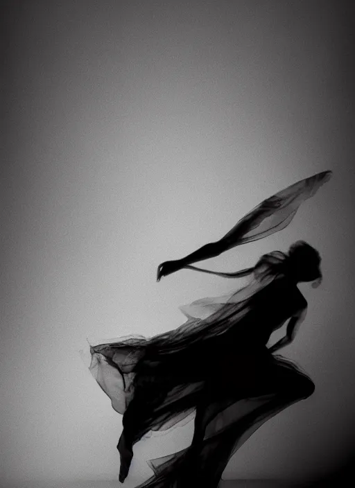 Image similar to a Photorealistic dramatic hyperrealistic render of a beautiful Female smoke dancer by Ken Brower and Deborah Ory of NYC Dance project,Lois Greenfield,Flowing cloth and smoke,Beautiful dynamic dramatic dark moody lighting,volumetric,shadows,cinematic atmosphere,Octane render,8K