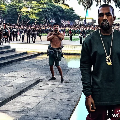 Prompt: kanye west in rizal park shot on iphone 6