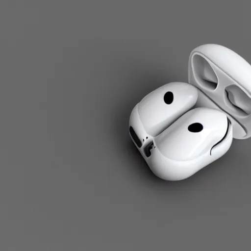 Image similar to futuristic airpods closeup, 8k, realistic, sharp, high details, photo studio quality, ray traced