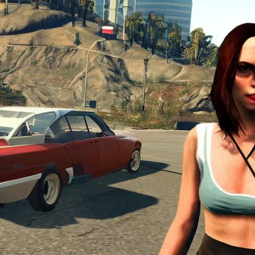 Prompt: Cara Delavigne as a GTA V npc. In game capture