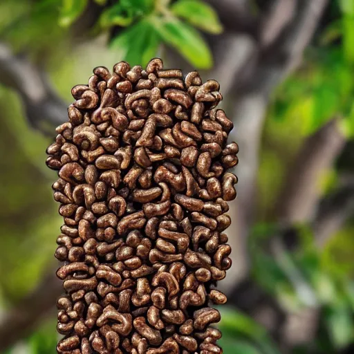 Image similar to professional photo of creature made of acorns, high detail, 4 k, ultra realistic