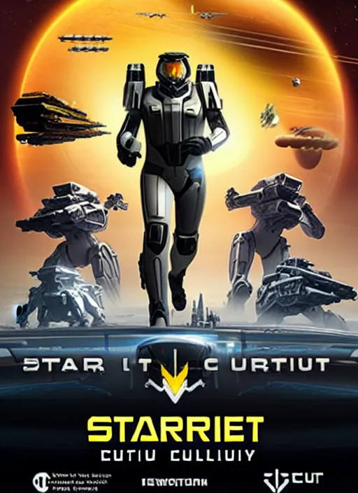 Image similar to star citizen game cult recruitment poster
