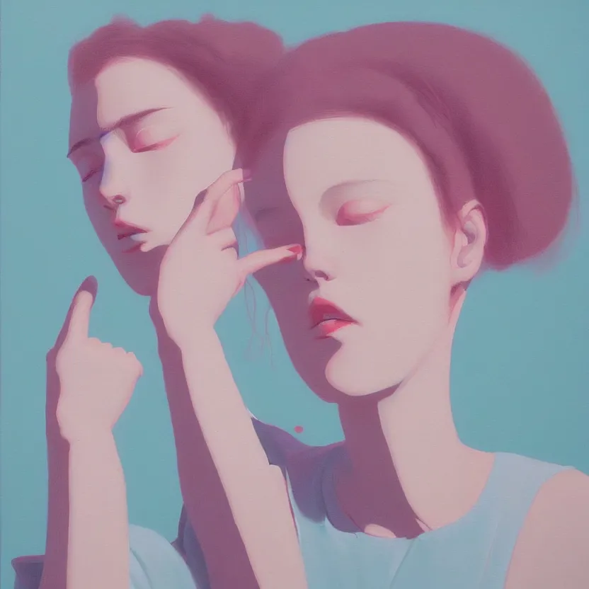 Image similar to neo - pop fine art figurative painting with modern western youth pop culture influences by yoshitomo nara in an aesthetically pleasing natural and pastel color tones