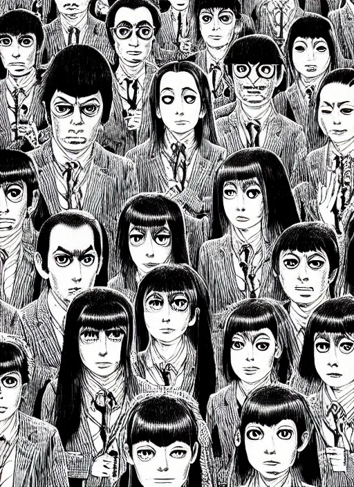 Image similar to portrait of minions, intricate, highly detailed, illustration, art by junji ito, junji ito