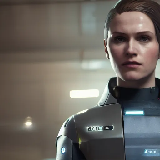 Prompt: An android from Detroit become human, 4k, sharp, detailed