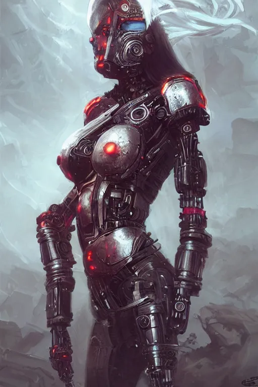 Image similar to Fire Bikini Armor, cybernetic, digital illustration, trending on artstation, professional art by Seb McKinnon and WLOP and ArtGerm