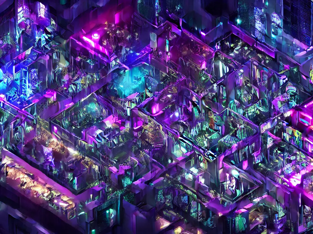 Prompt: isometric futuristic fractal pinball arcade city skyscrapers wallpaper, dark, flashy, digital art 8k