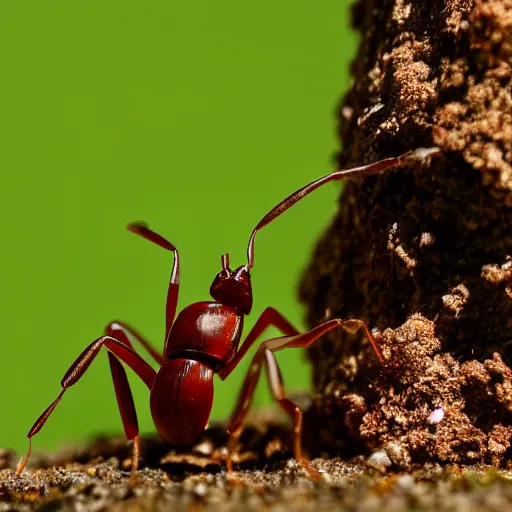 Prompt: a nature photo. of a dancing ant, closeup, depth of field, 5 0 mm