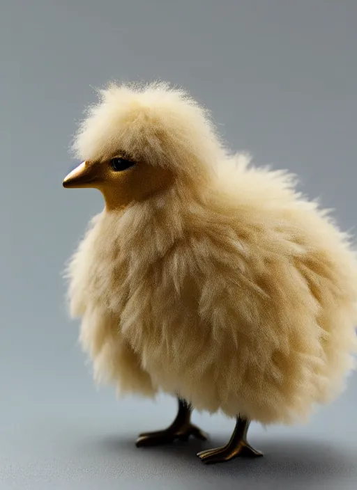 Prompt: 80mm resin detailed miniature of very fluffy spring chick, Product Introduction Photos, 4K, Full body, simple background