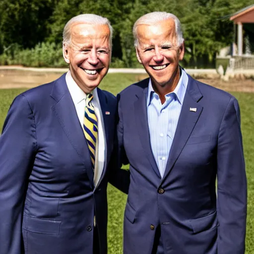 Image similar to A photo of joe biden teams up with a teenage joe biden, perfect faces, 50 mm, award winning photography