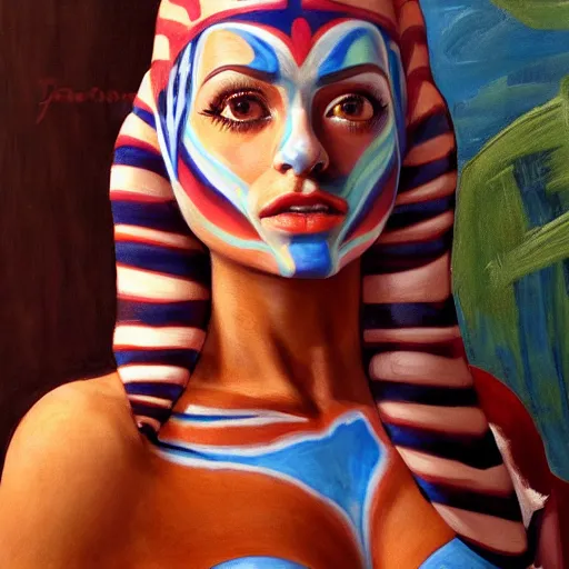 Prompt: beautiful_petitr_portrait_of_ahsoka tano clone wars alien body Paint Grand Odalisque_intricate_oil_paintingby Jo hn_William_Godward_by_Anna_Dittman_by J-H 768-C2.0
