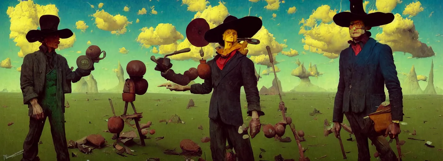 Image similar to full - body portrait surreal colorful clay fighting artstation rpg hatter character concept art anatomy, action pose, very coherent and colorful high contrast masterpiece by norman rockwell franz sedlacek hieronymus bosch dean ellis simon stalenhag rene magritte gediminas pranckevicius, dark shadows, sunny day, hard lighting, reference sheet white! background