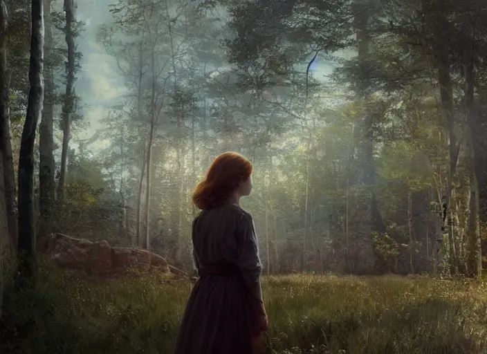 Image similar to sadie sink the real god, watching the earth. epic cinematic hyperrealism masterpiece. realistic poster with shaded lighting by craig mallismo, artgerm, jeremy lipkin and michael garmash, unreal engine, radiant light, detailed and complex environment, octane photoreal 3 d render, art station trends