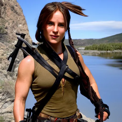 Image similar to goose as lara croft