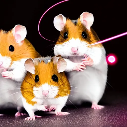 Image similar to hamsters with lazers on their heads