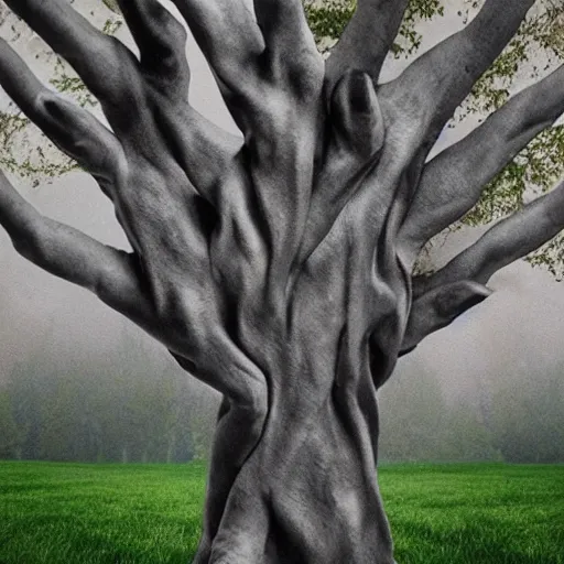 Image similar to a tree made of hands