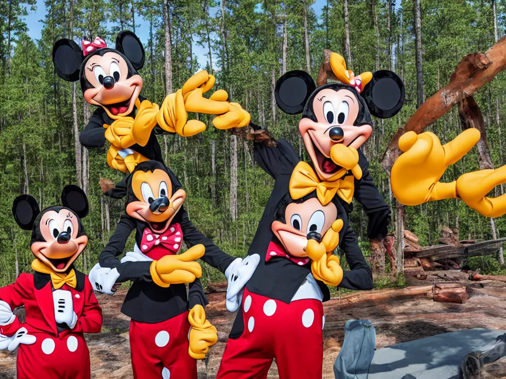 Prompt: disney's goofy bleeding excessively in finnish summer cabin