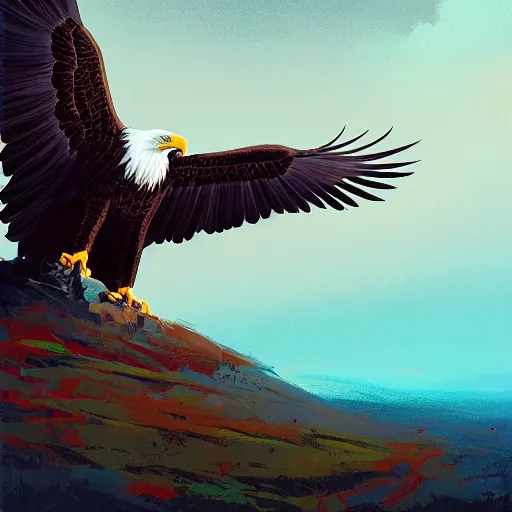 Prompt: a bald eagle, by anato finnstark, by alena aenami, by john harris, by ross tran, by wlop, by andreas rocha