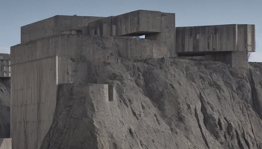 Image similar to big brutalist imperial military base on peruvian cliffs, twelve angle stone design, drawing architecture, pritzker architecture prize, brutalism architecture, cinematic shot, by greig fraser, by emmanuel lubezki, robert richardson, hoyte van hoytema, roger deankins