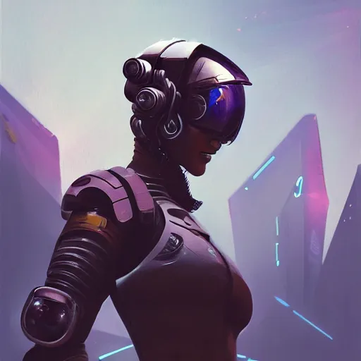 Image similar to concept art of cyberpunk pilot fighter by jama jurabaev, brush stroke, trending on artstation, symmetry, high quality, extremely detailed