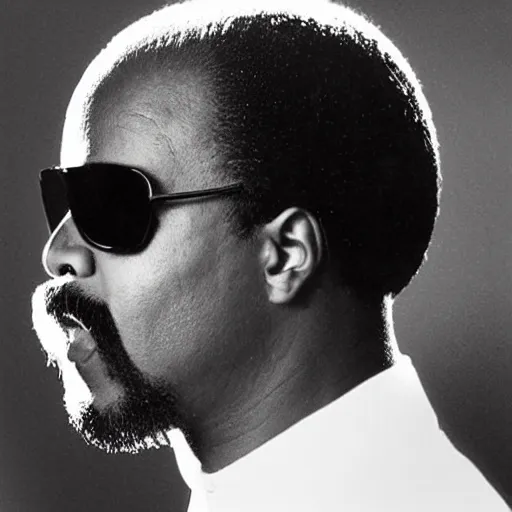 Prompt: profile picture of stevie wonder with a magnificent moustache