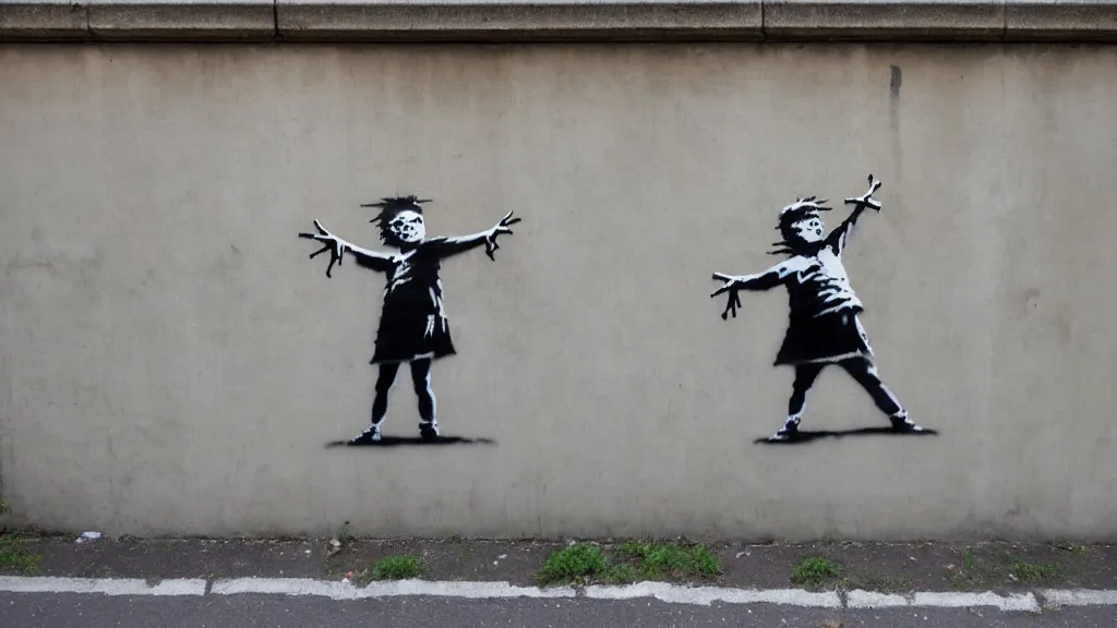 Image similar to wall with famous banksy graffiti