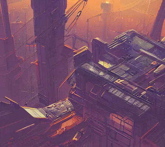 Image similar to cyberpunk space station, Industrial Scifi, detailed illustration, concept art, by Martin Grip and Moebius