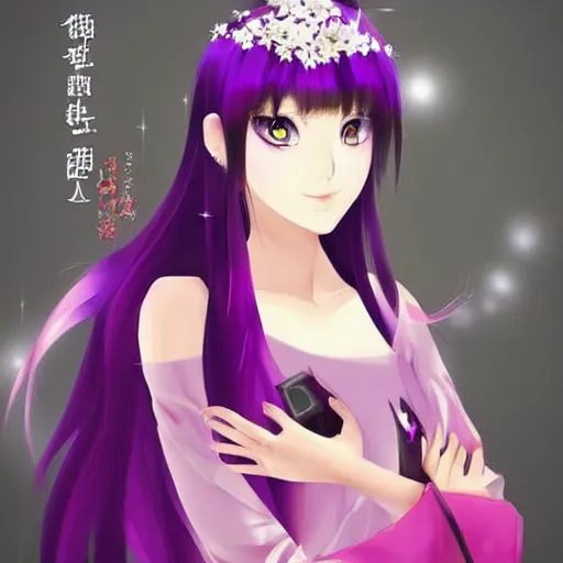 Image similar to elegant chinese princess, purple eyes, anime style, award winning art