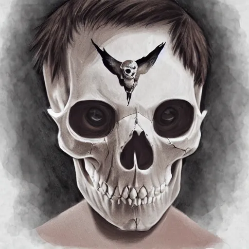 Image similar to a boy wearing a skull mask by gawx art, gawx _ art