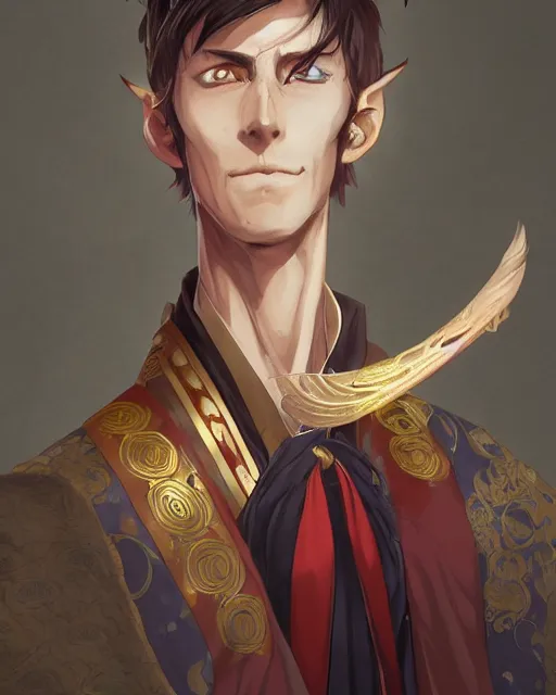 Prompt: an anime portrait of nicol bolas as a beautiful man wearing a kimono from skyrim, by stanley artgerm lau, wlop, rossdraws, james jean, andrei riabovitchev, marc simonetti, and sakimichan, trending on artstation