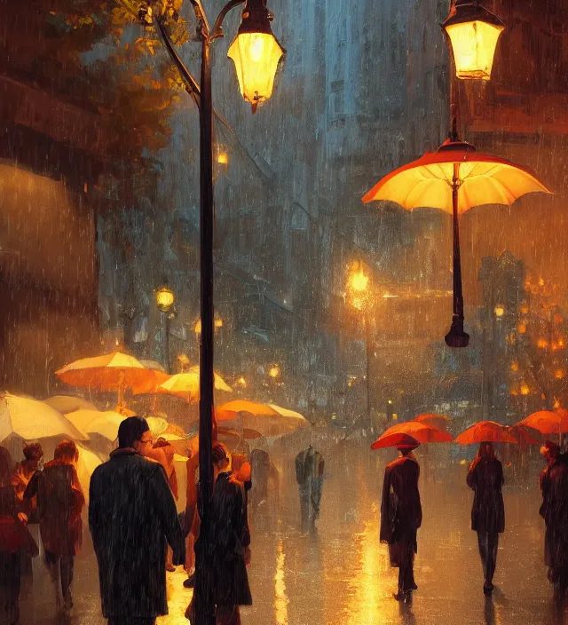 евгенийфёдоров: a man under an umbrella, an umbrella glows with radioactive  light