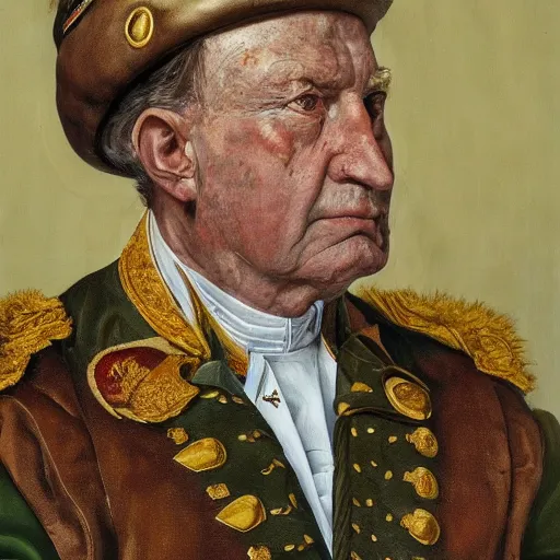 Prompt: high quality high detail painting by lucian freud, hd, portrait of a colonial general, photorealistic lighting