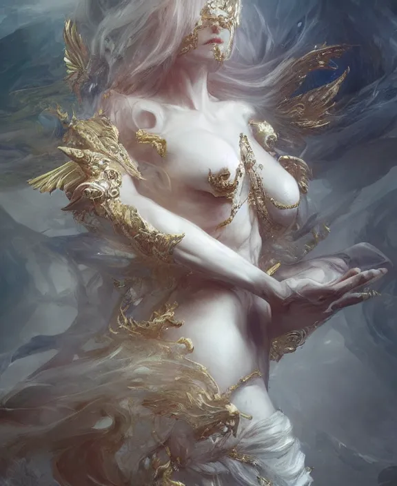 Image similar to fallen god, fantasy, intricate, elegant, highly detailed, digital painting, artstation, concept art, art by artgerm and and ruan jia