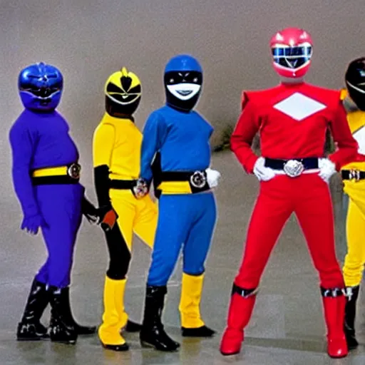 Prompt: Power Rangers but they are all Michael Jackson