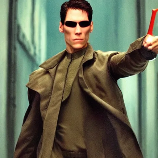 Image similar to Live Action Still of Jerma in The Matrix, real life, hyperrealistic, ultra realistic, realistic, highly detailed, epic, HD quality, 8k resolution, body and headshot, film still