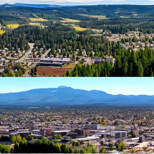 Image similar to a panorama of a town in Oregon